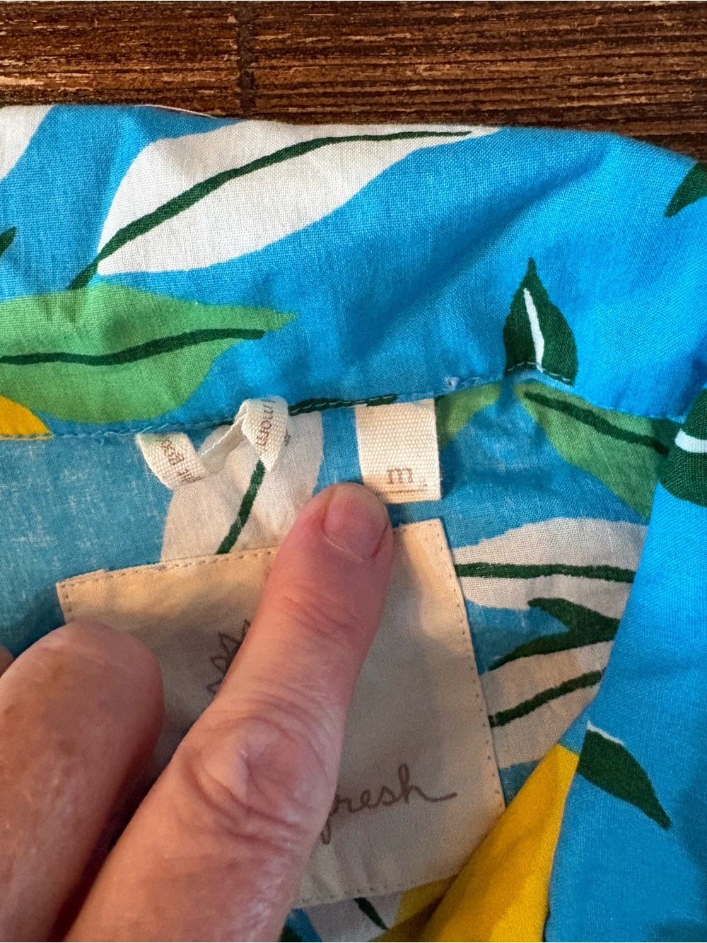 Print Fresh Pajama Set Womens Medium Blue Lemon Print Organic Cotton - Picture 11 of 12